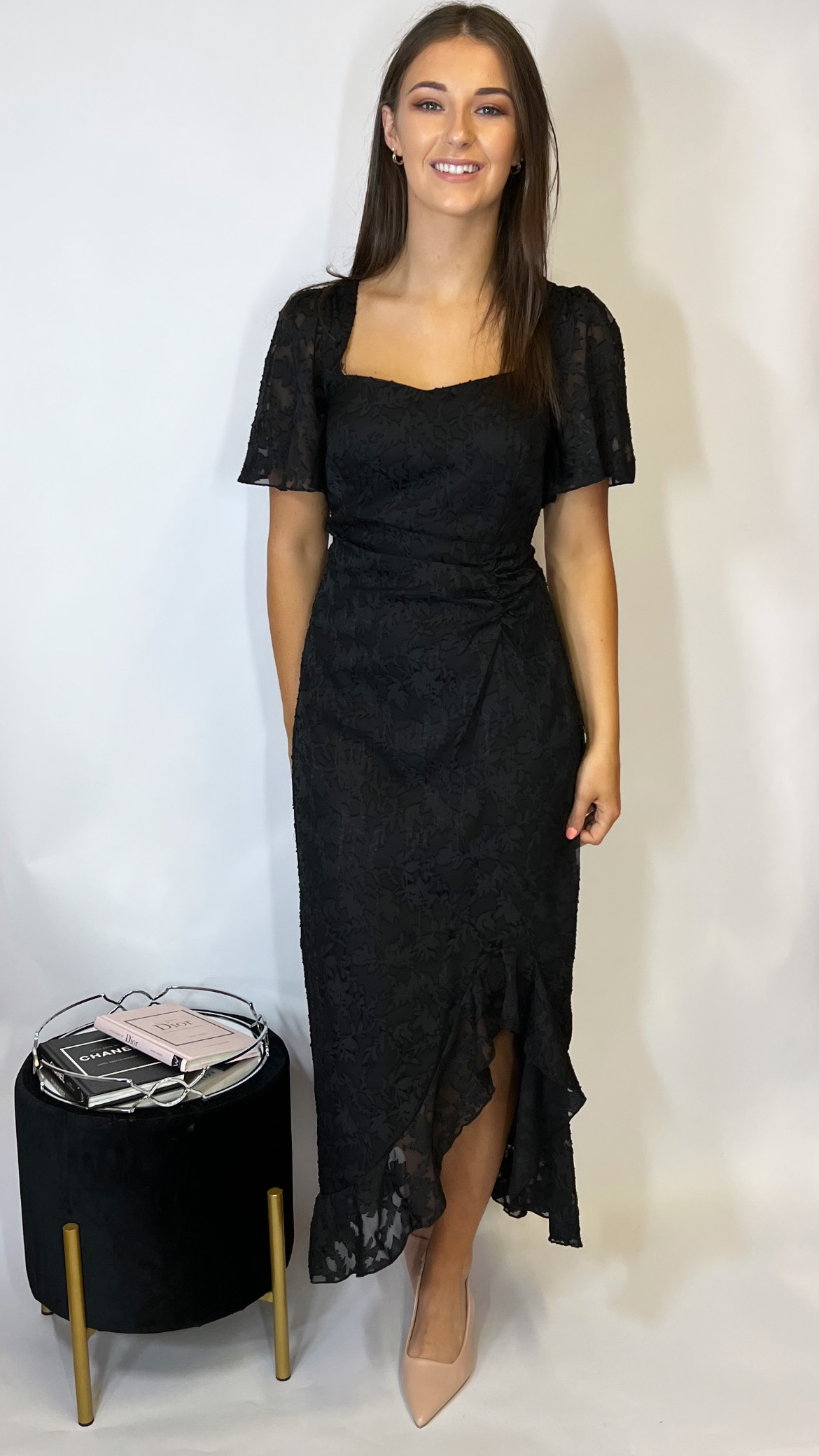 Heidi Burnout Dress Black