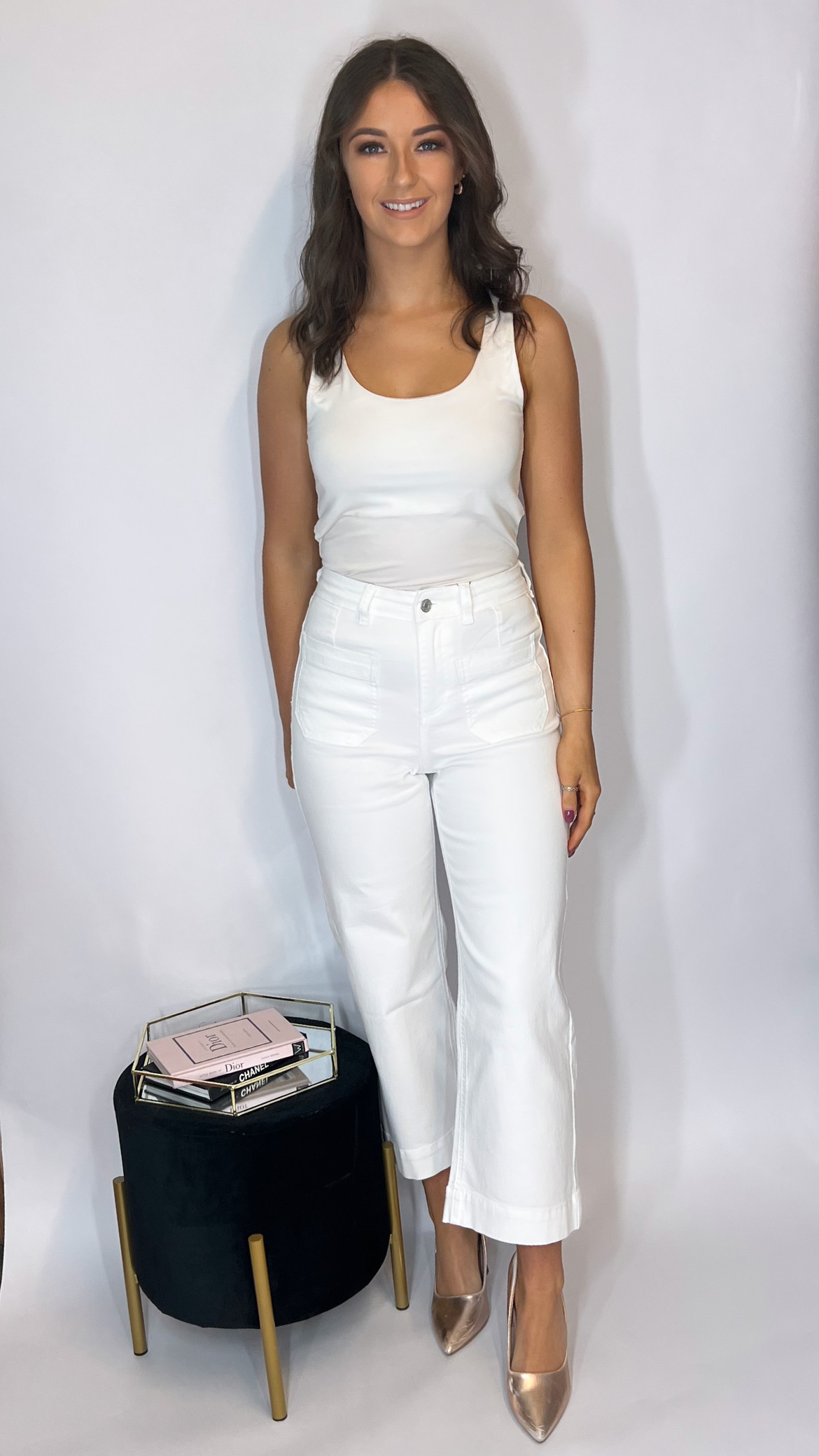 R&R Enid Crop Jeans White - Image 5