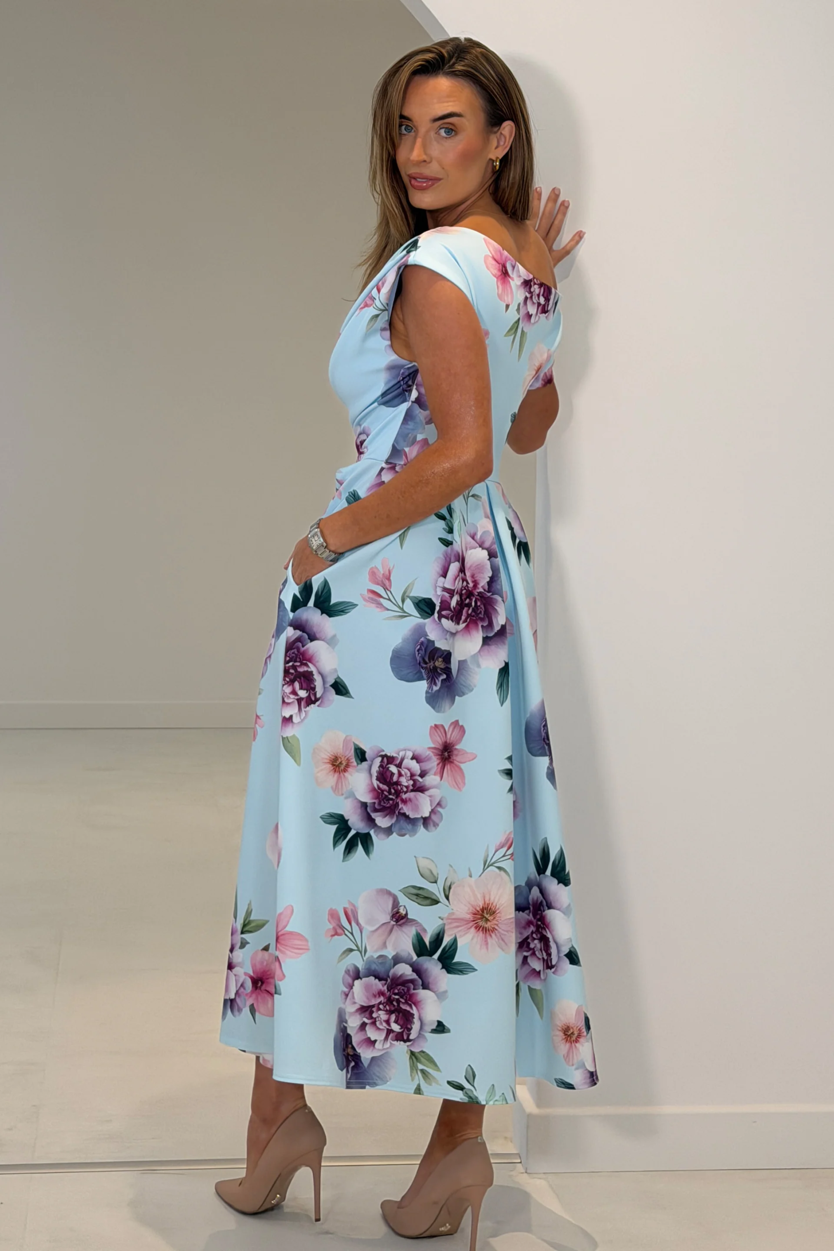 Betty Aqua Floral Dress - Image 2