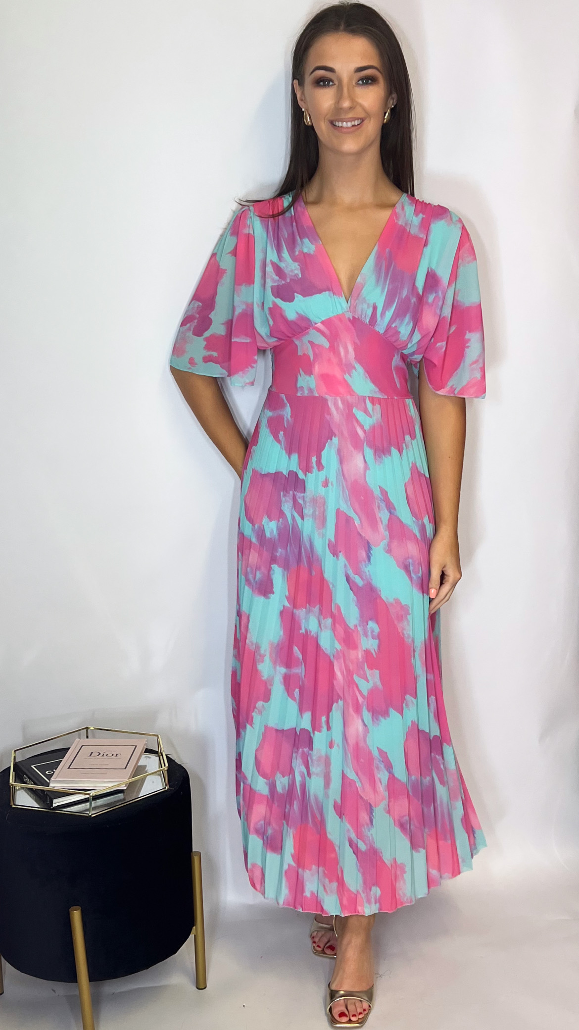 Sahara Dress Pink & Aqua - Image 3