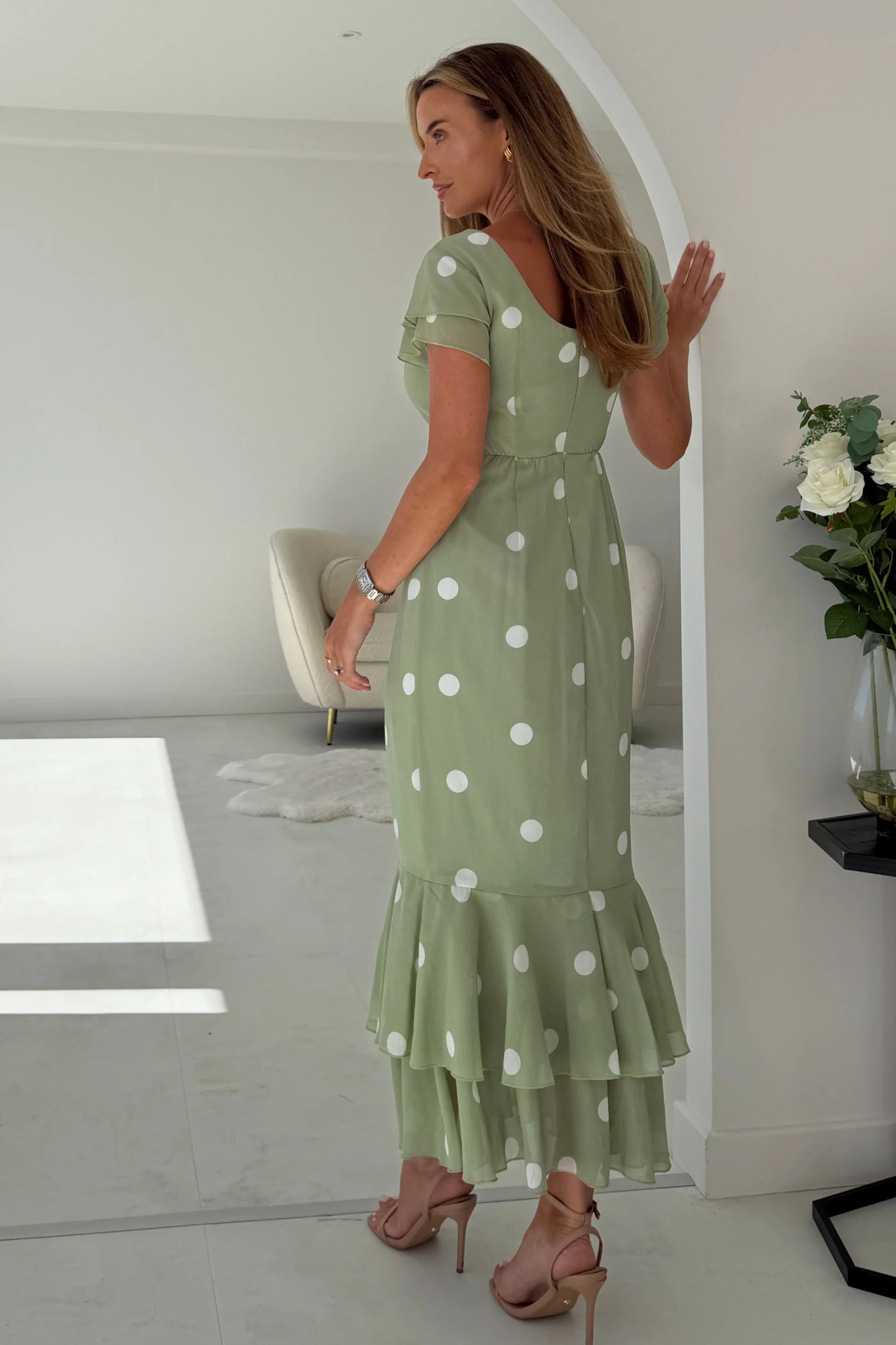Roxy Polka Dress Sage - Image 2