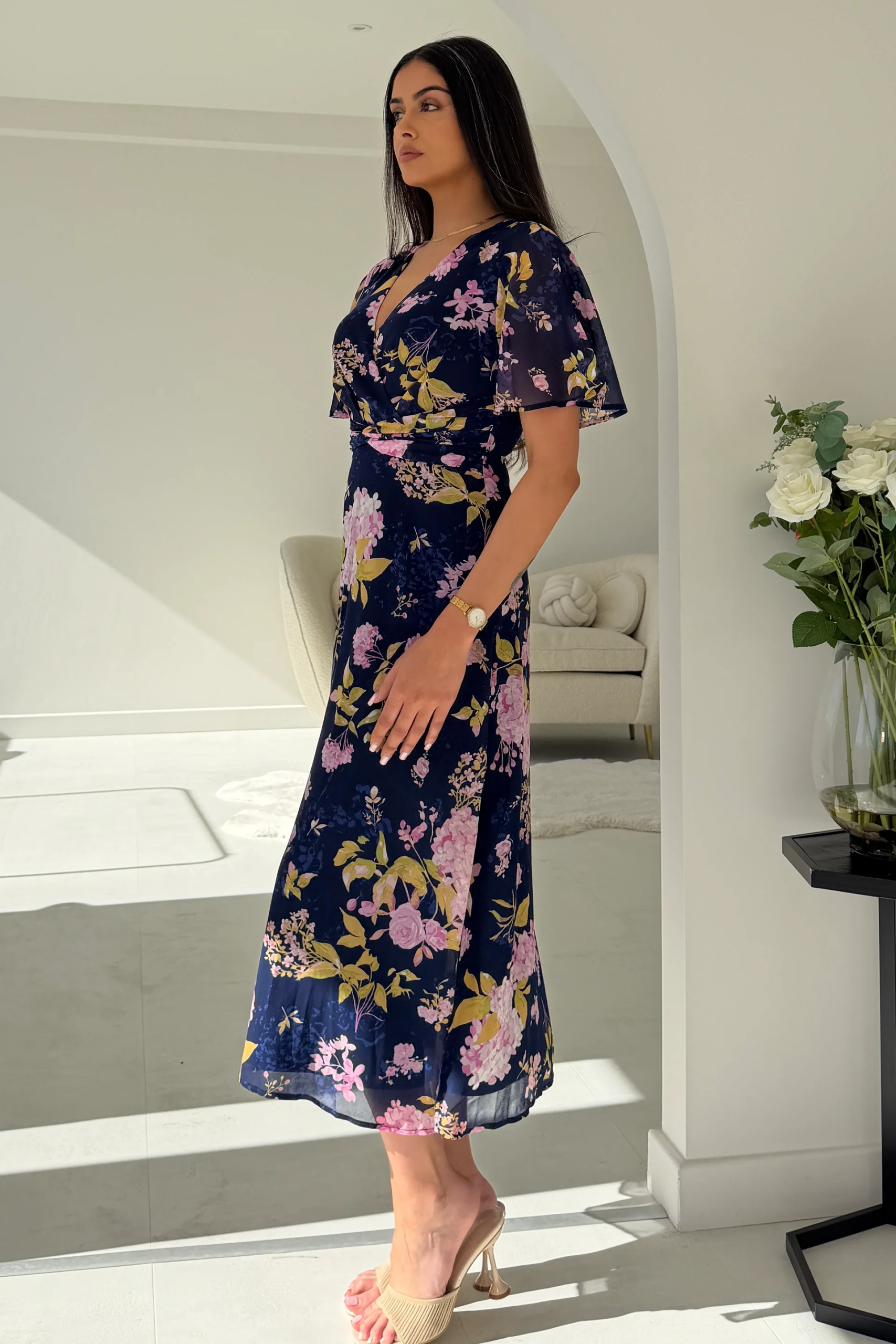 Daisy Dress Navy Floral - Image 2