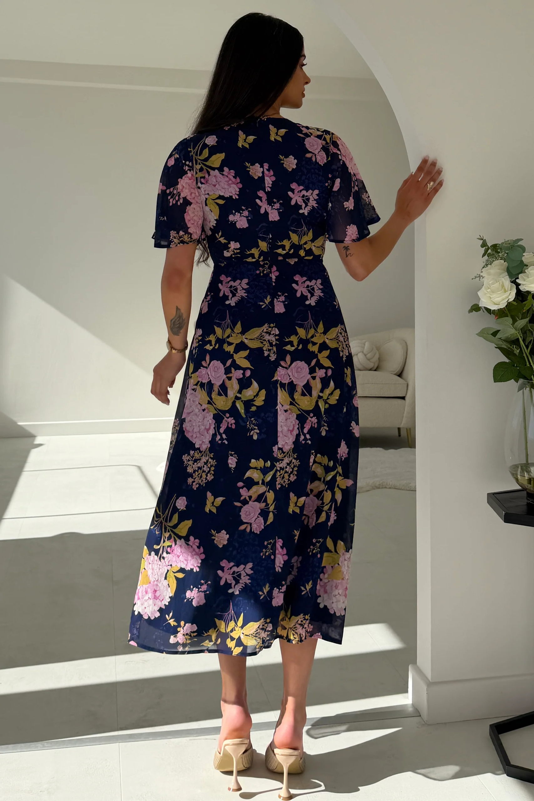 Daisy Dress Navy Floral - Image 3