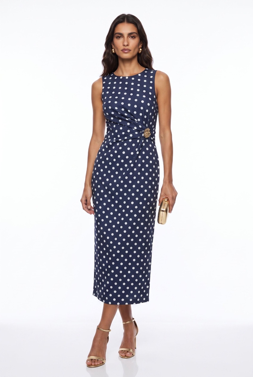 Monroe Polka Dress Navy