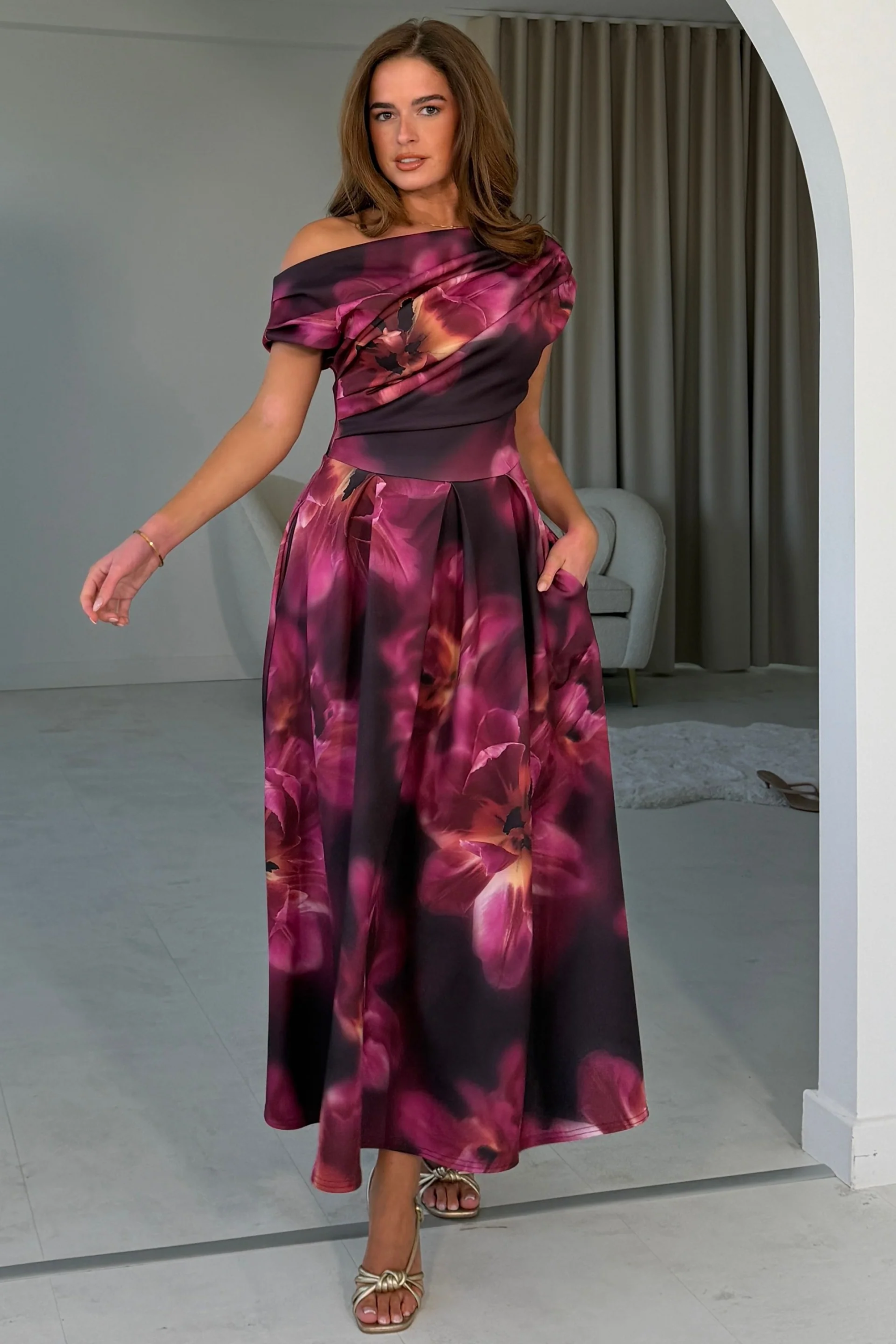 Betty Dress Plum Floral