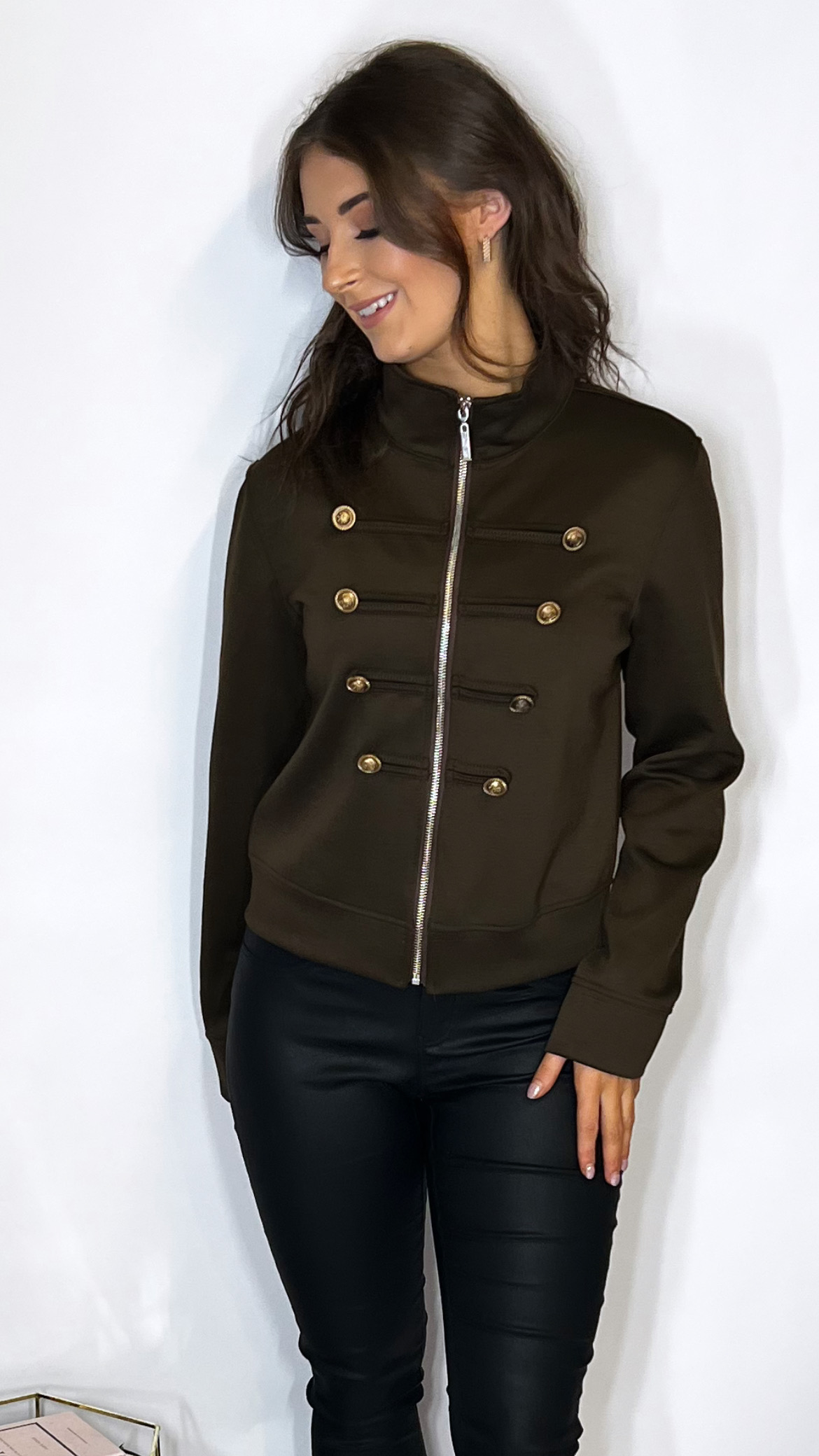 Amelie Military Jacket Brown - Image 2