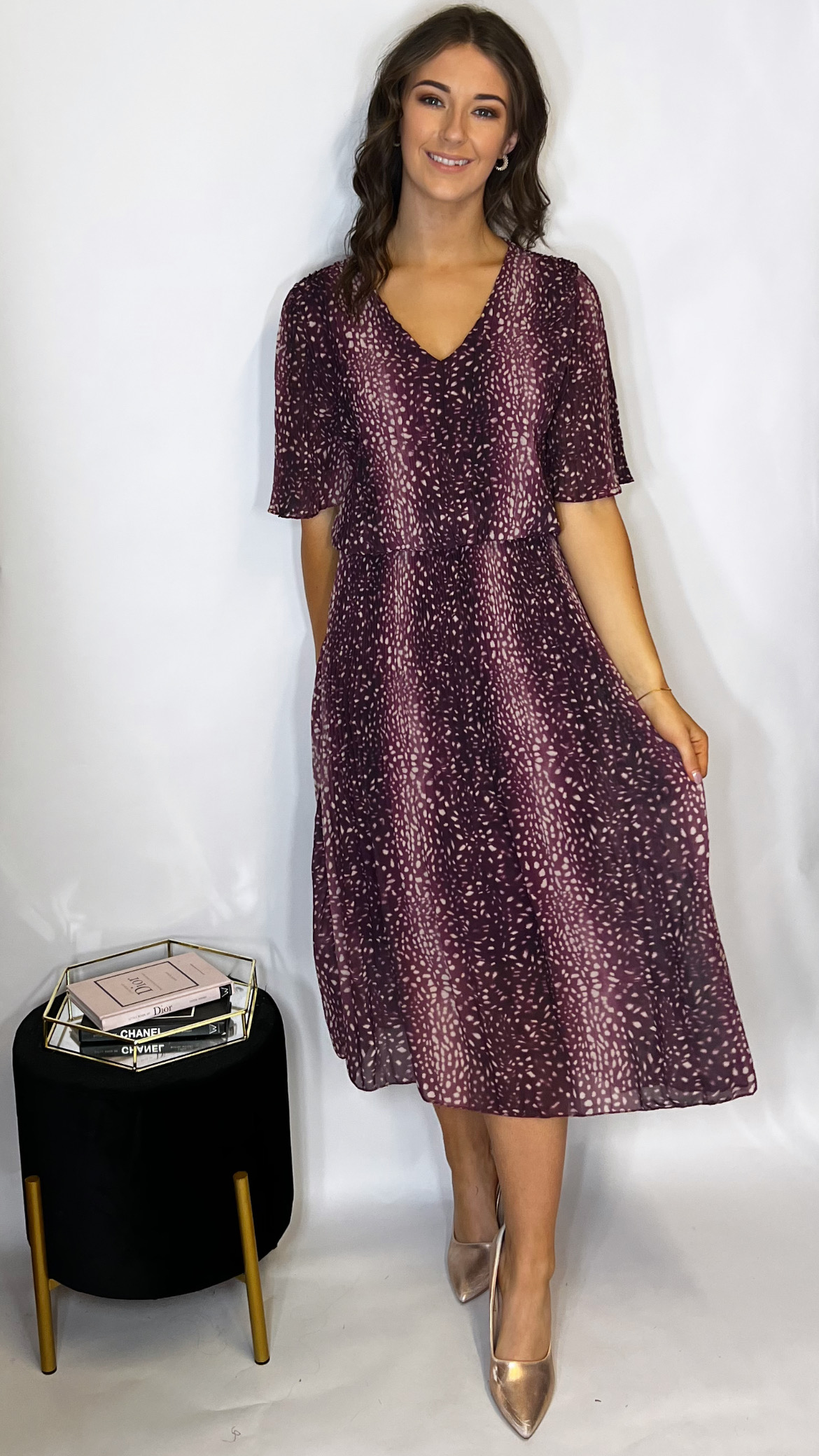 Polly Pleated Dress Purple