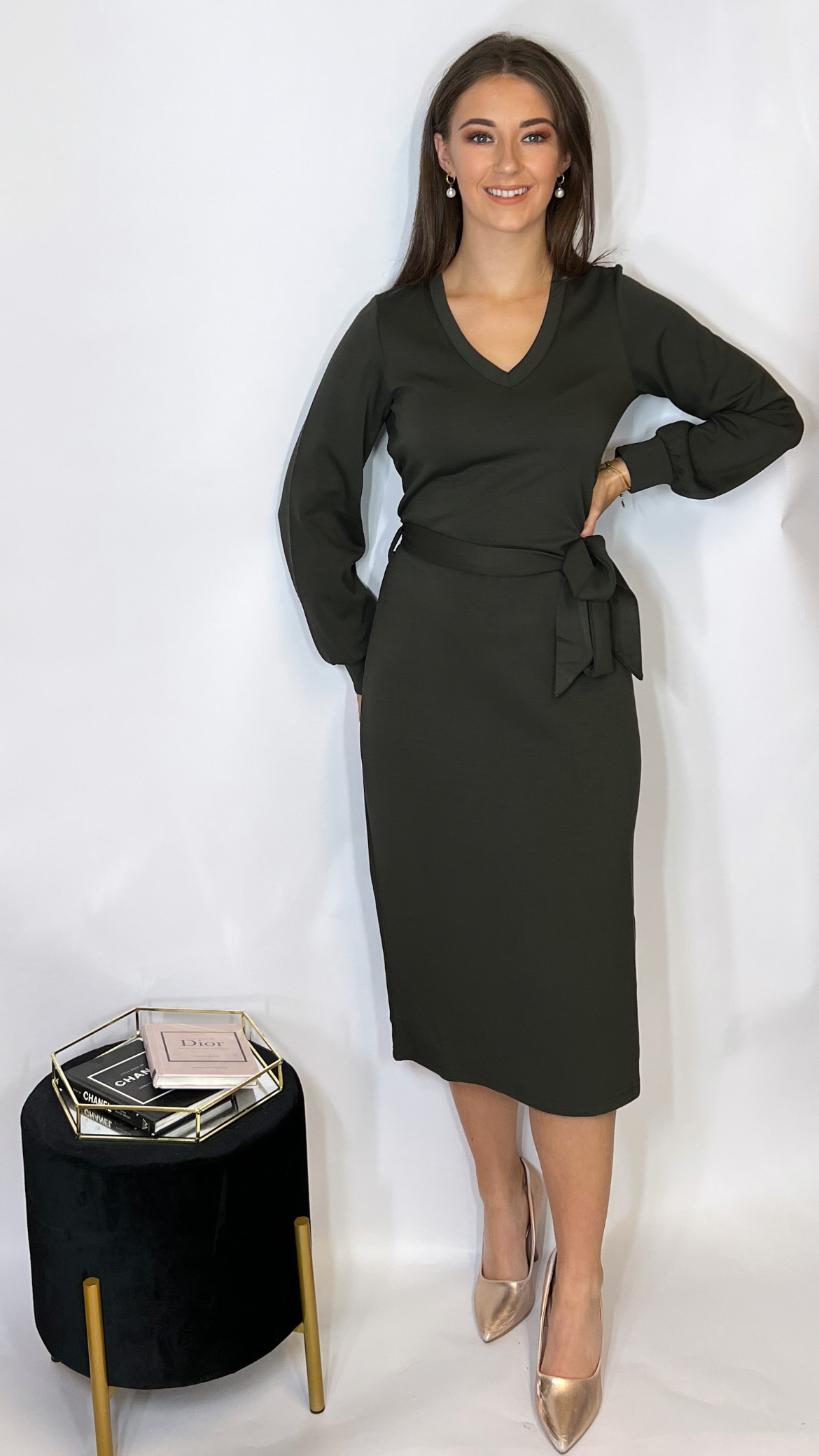 R&R Celia Dress Khaki