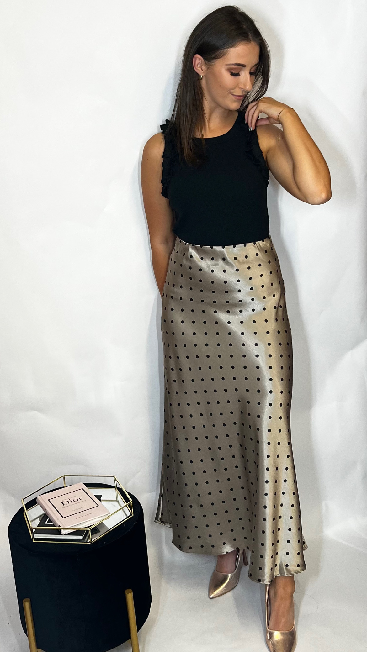 Vesper Champagne Satin Skirt - Image 3