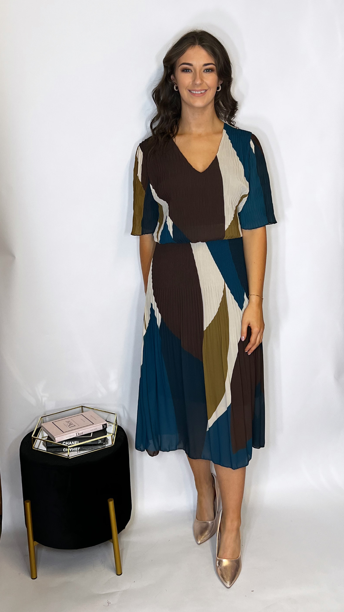 Polly Pleated Dress Teal