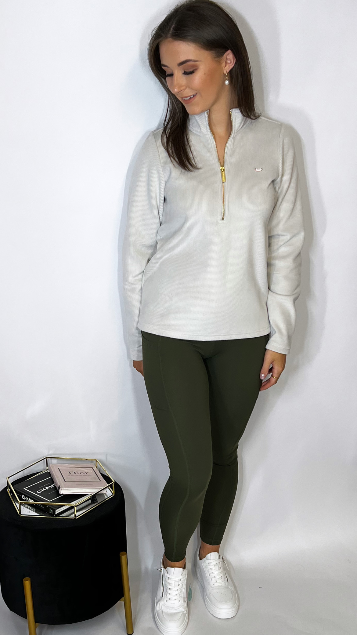 R&R Paige Half Zip Stone