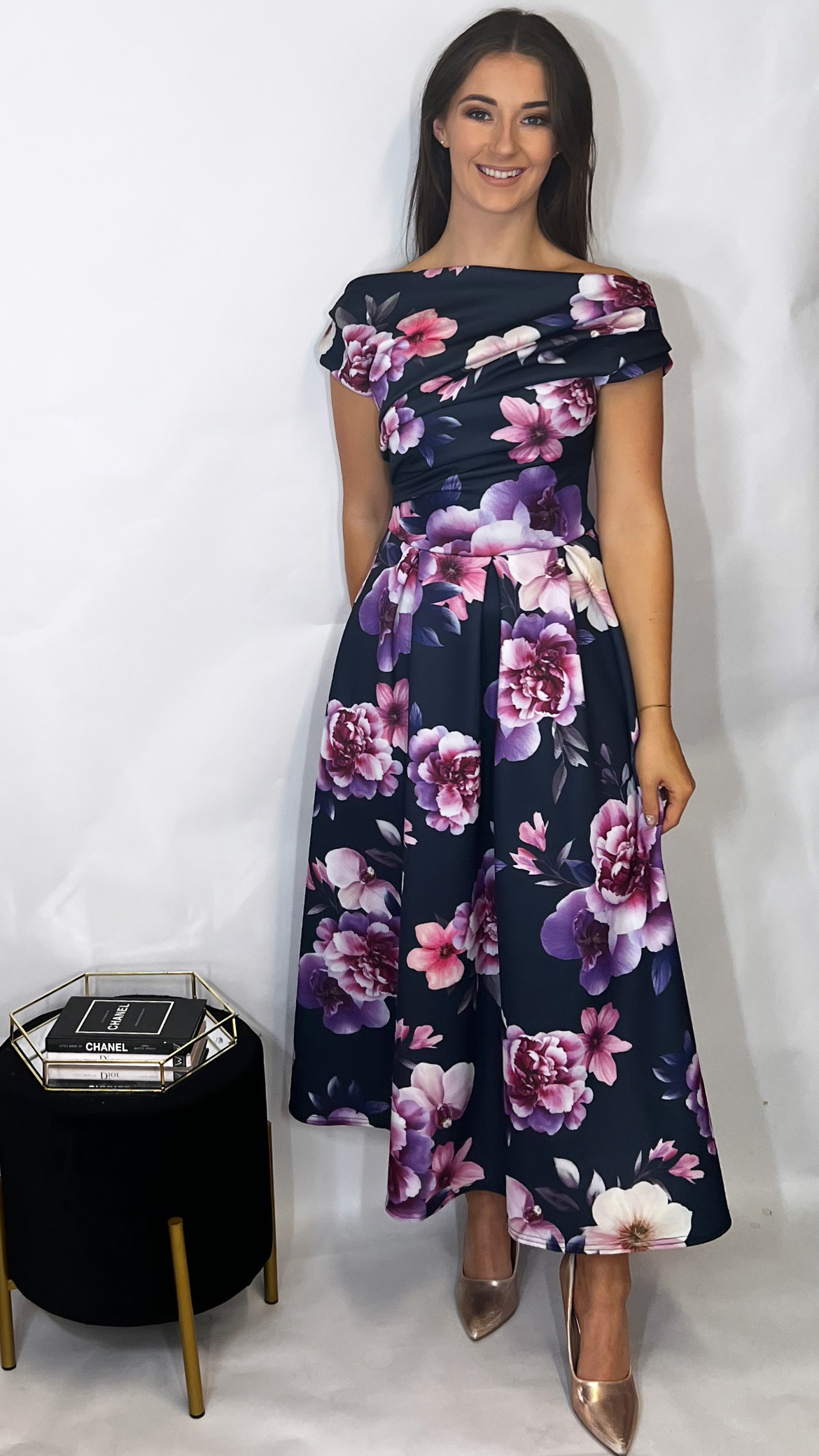 Betty Floral Dress Navy/Purple - Image 2