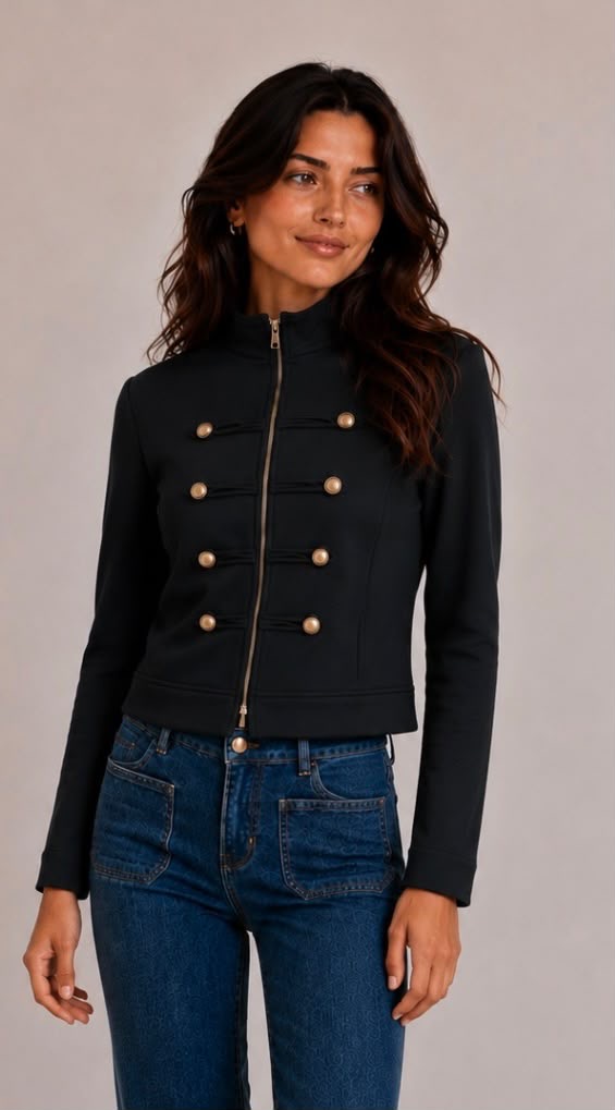 Amelie Military Jacket Black