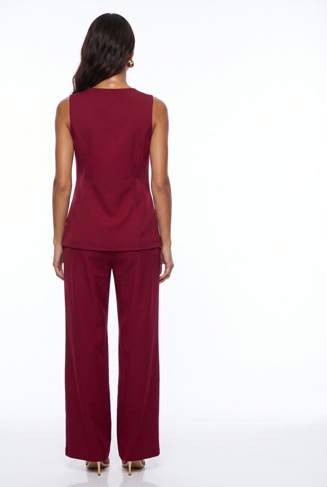 Elara Burgundy Waistcoat - Image 3