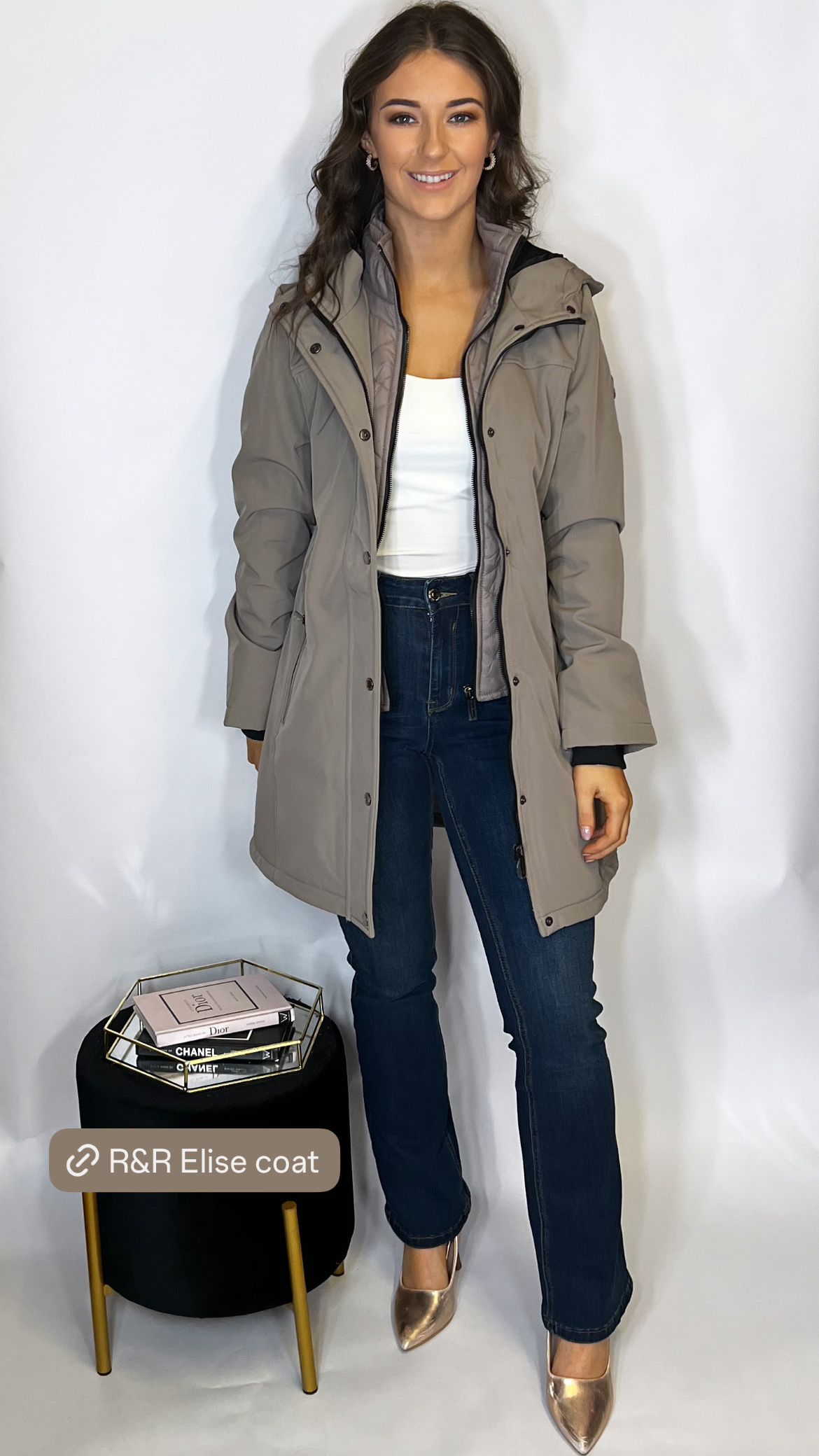 R&R Elsie Coat Taupe - Image 5