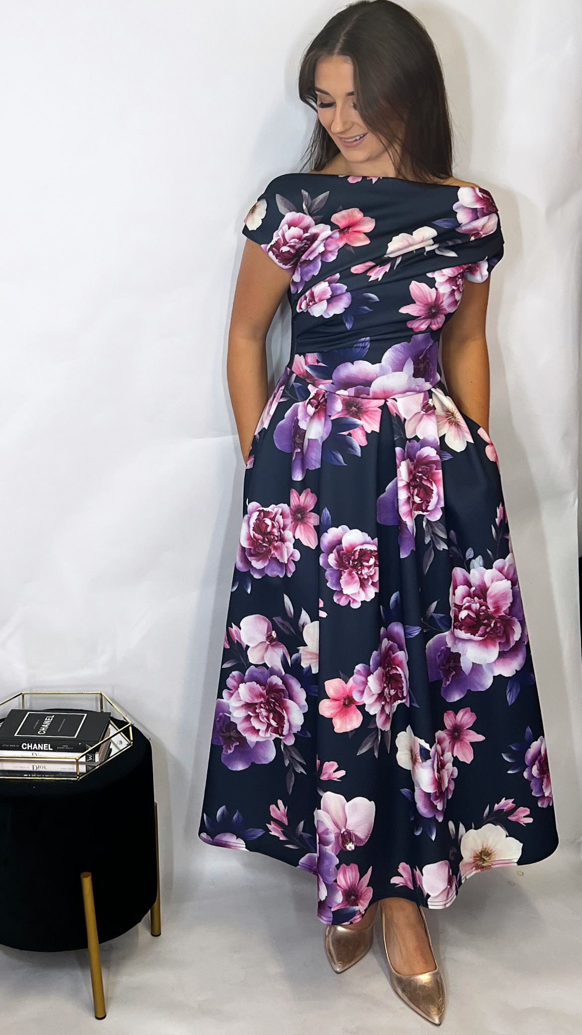 Betty Floral Dress Navy/Purple