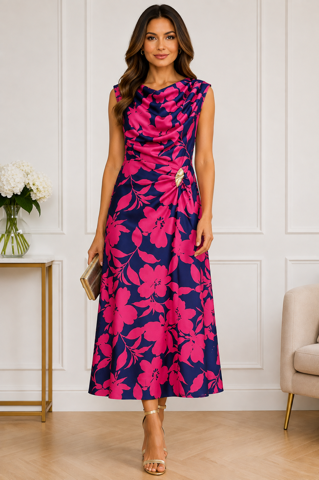 Tiana Dress Navy/Pink