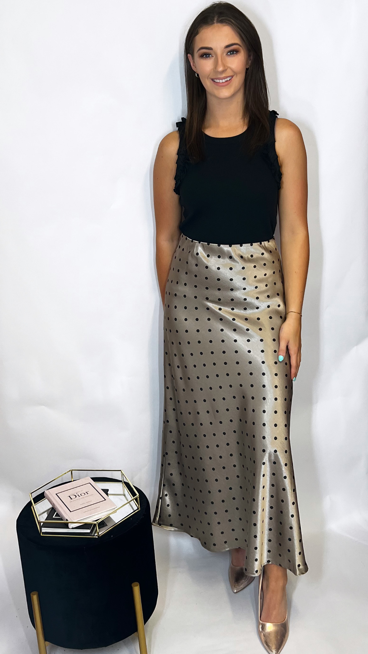 Vesper Champagne Satin Skirt