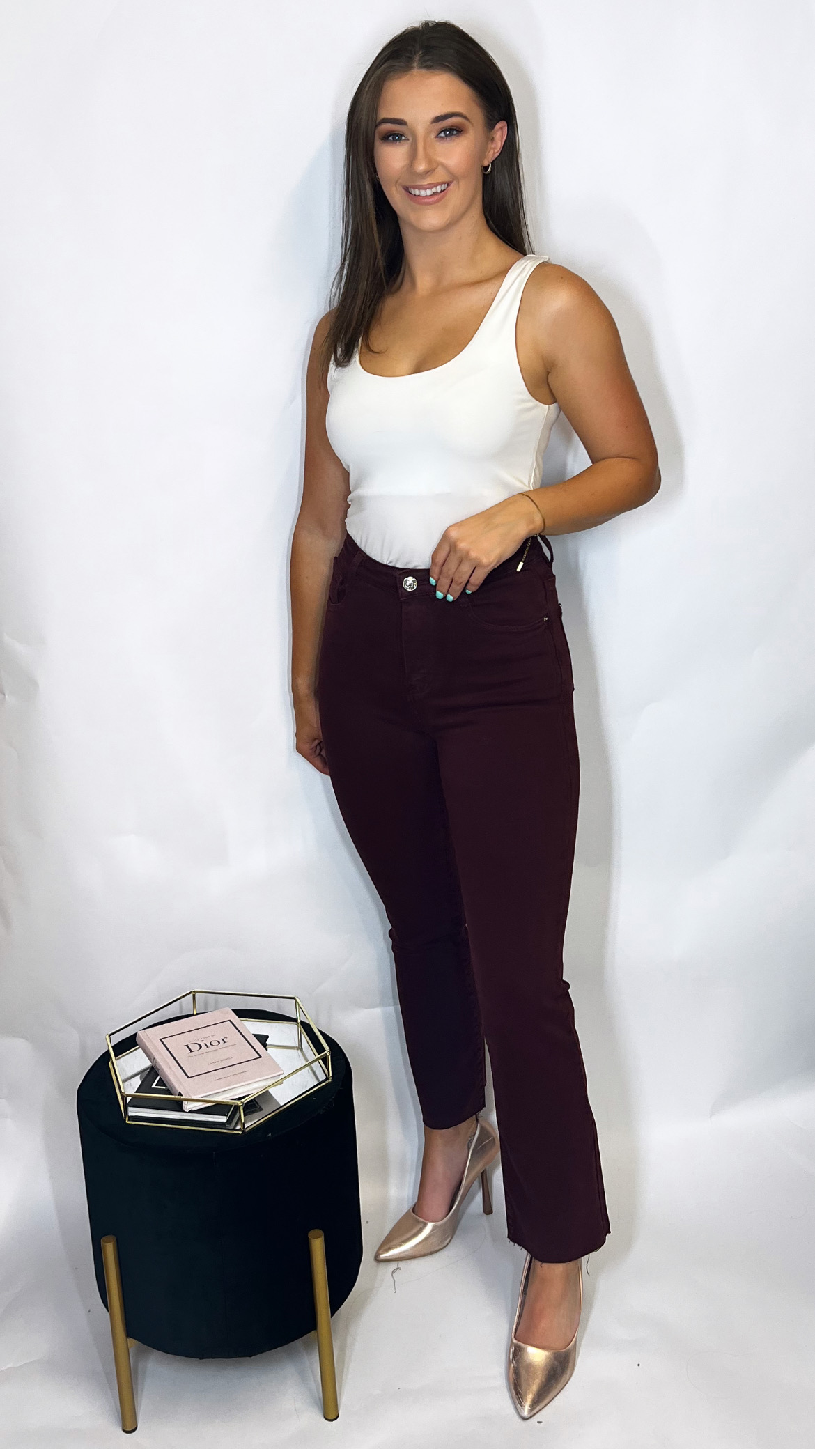 Brady Wine Flare Jeans - Image 3