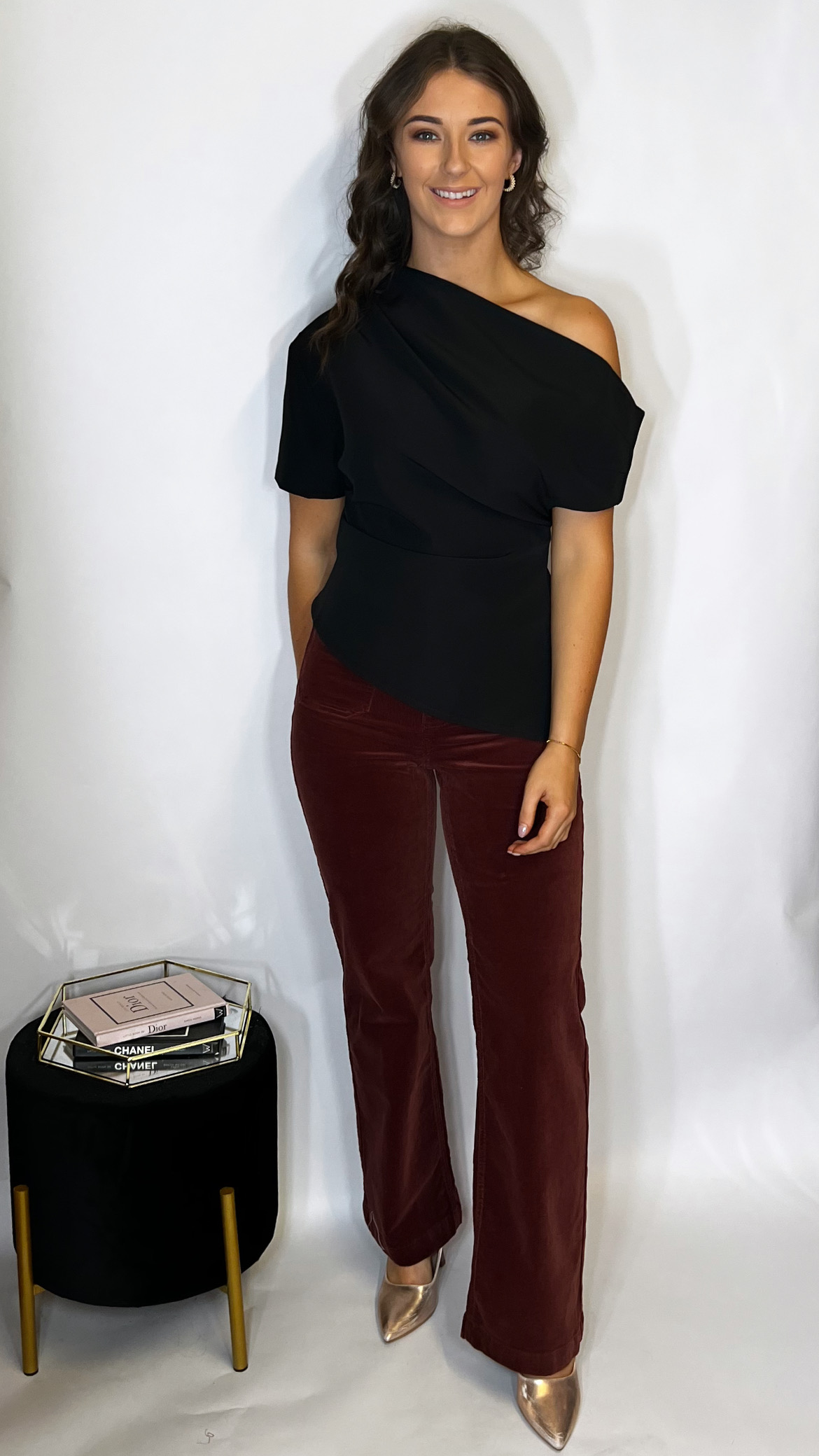 R&R Bridget Cord Wine- XS leg