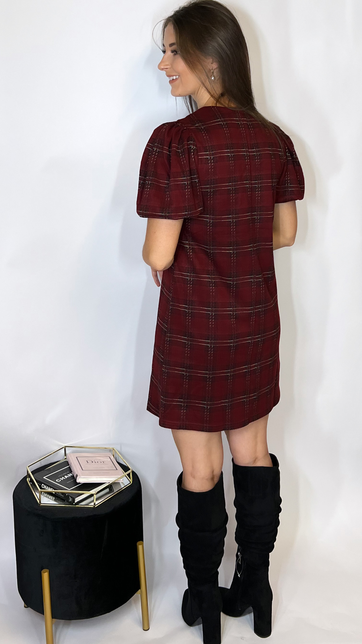 Leonora Dress Wine Check - Image 2