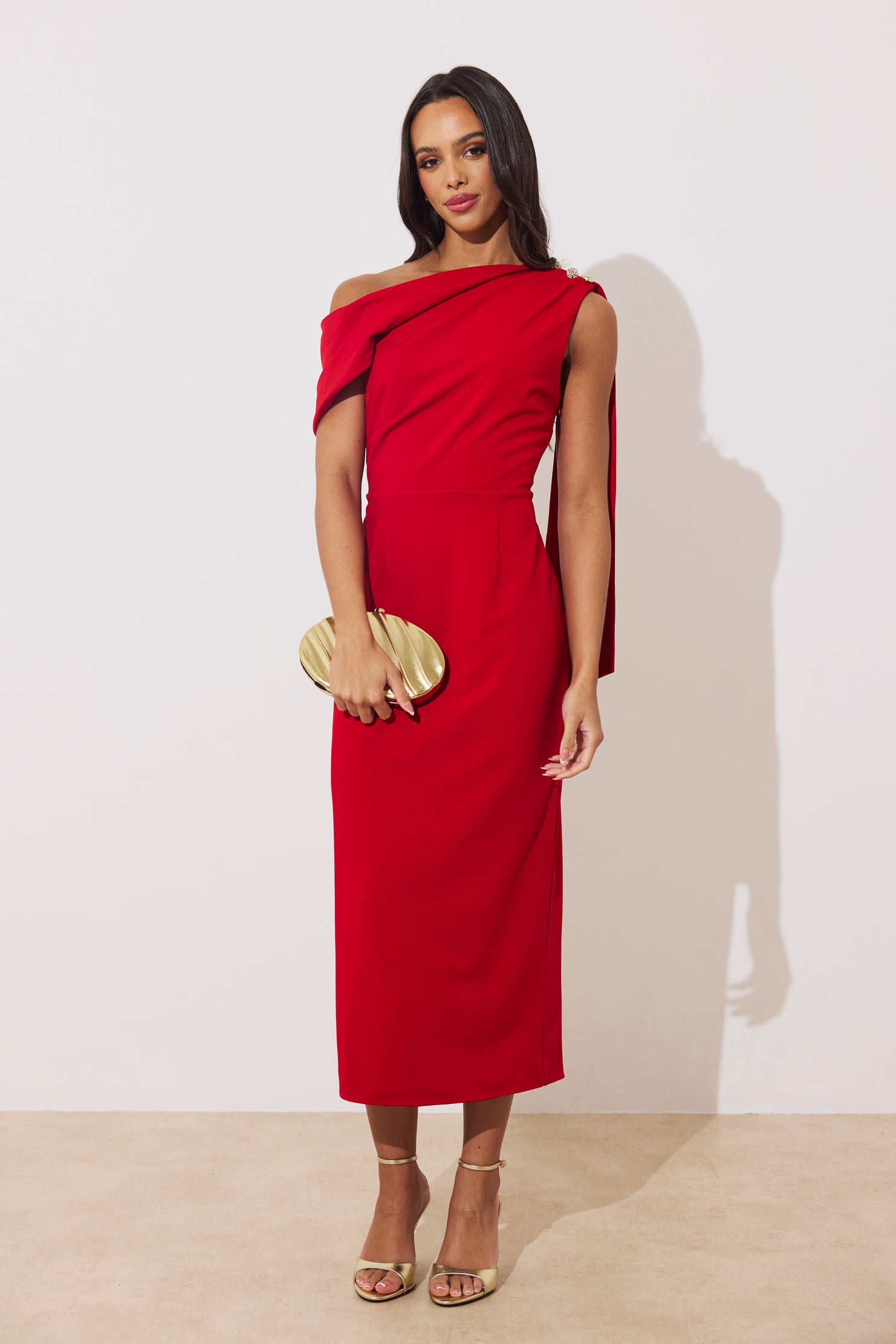 Eleni Midi Dress Red