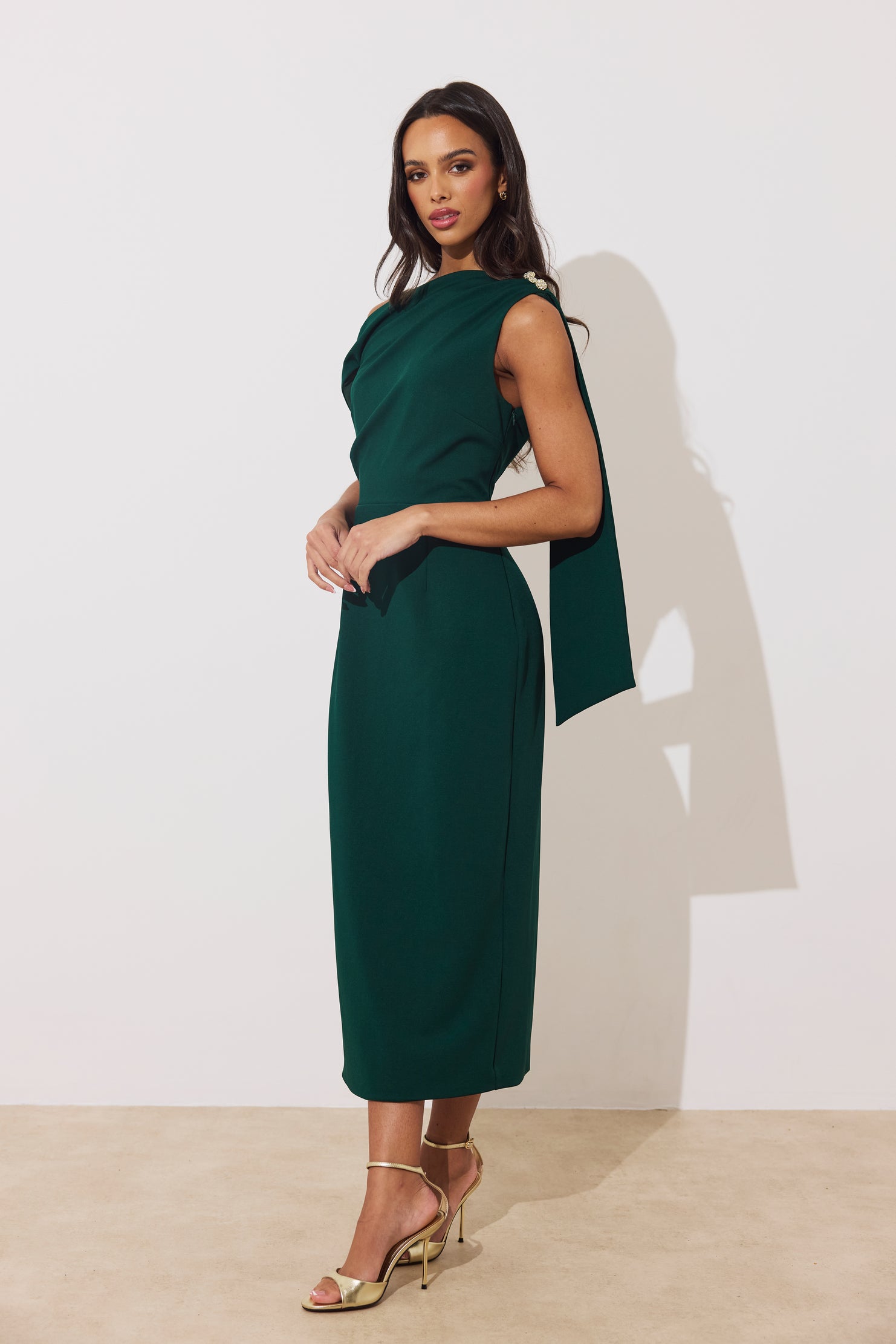 Eleni Midi Dress Green - Image 3