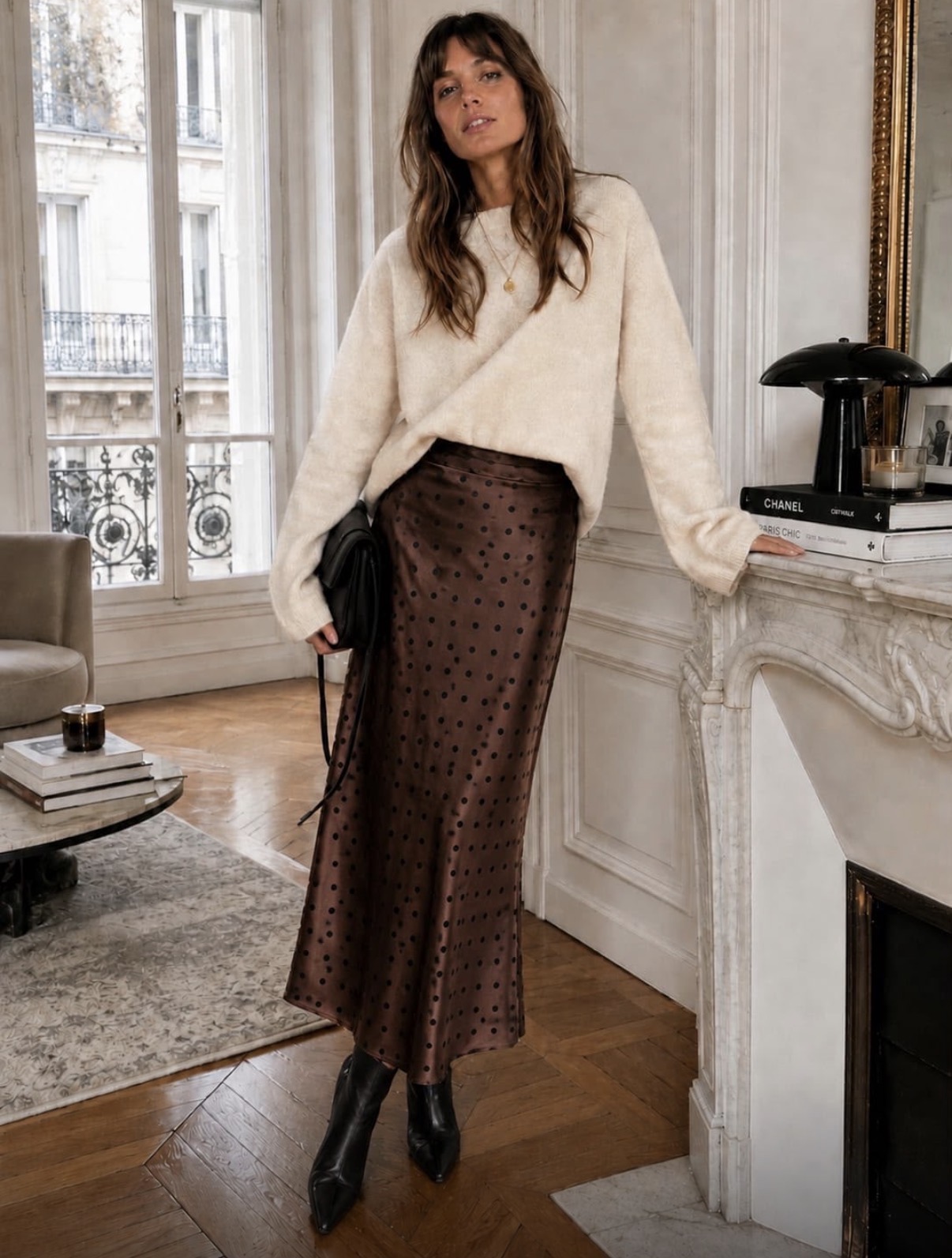 Vesper Satin Spot Skirt