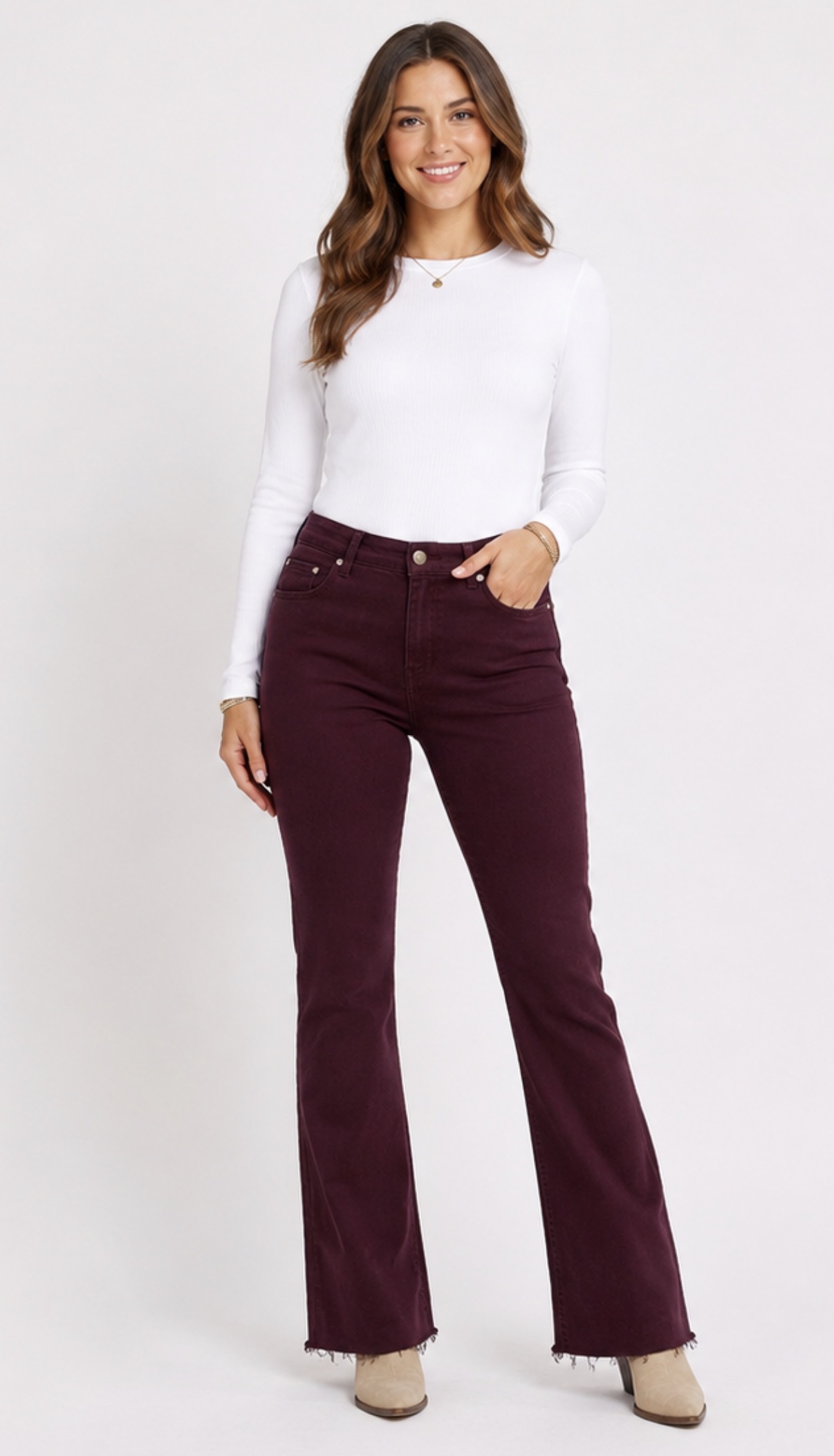 Brady Wine Flare Jeans