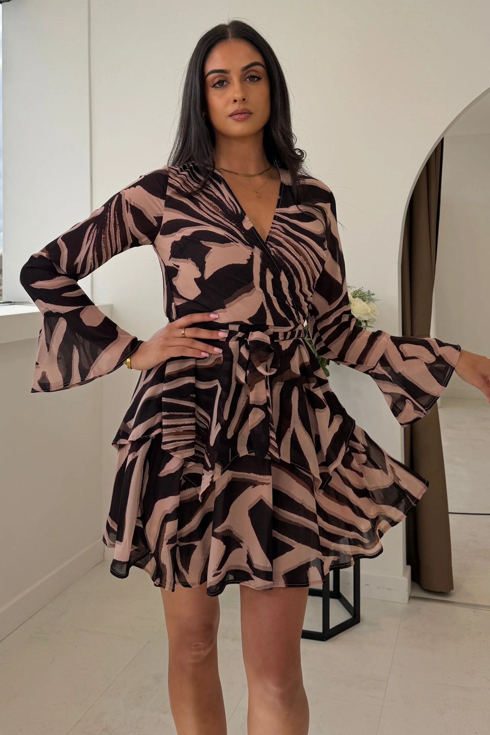 Susie Mini Dress Brown