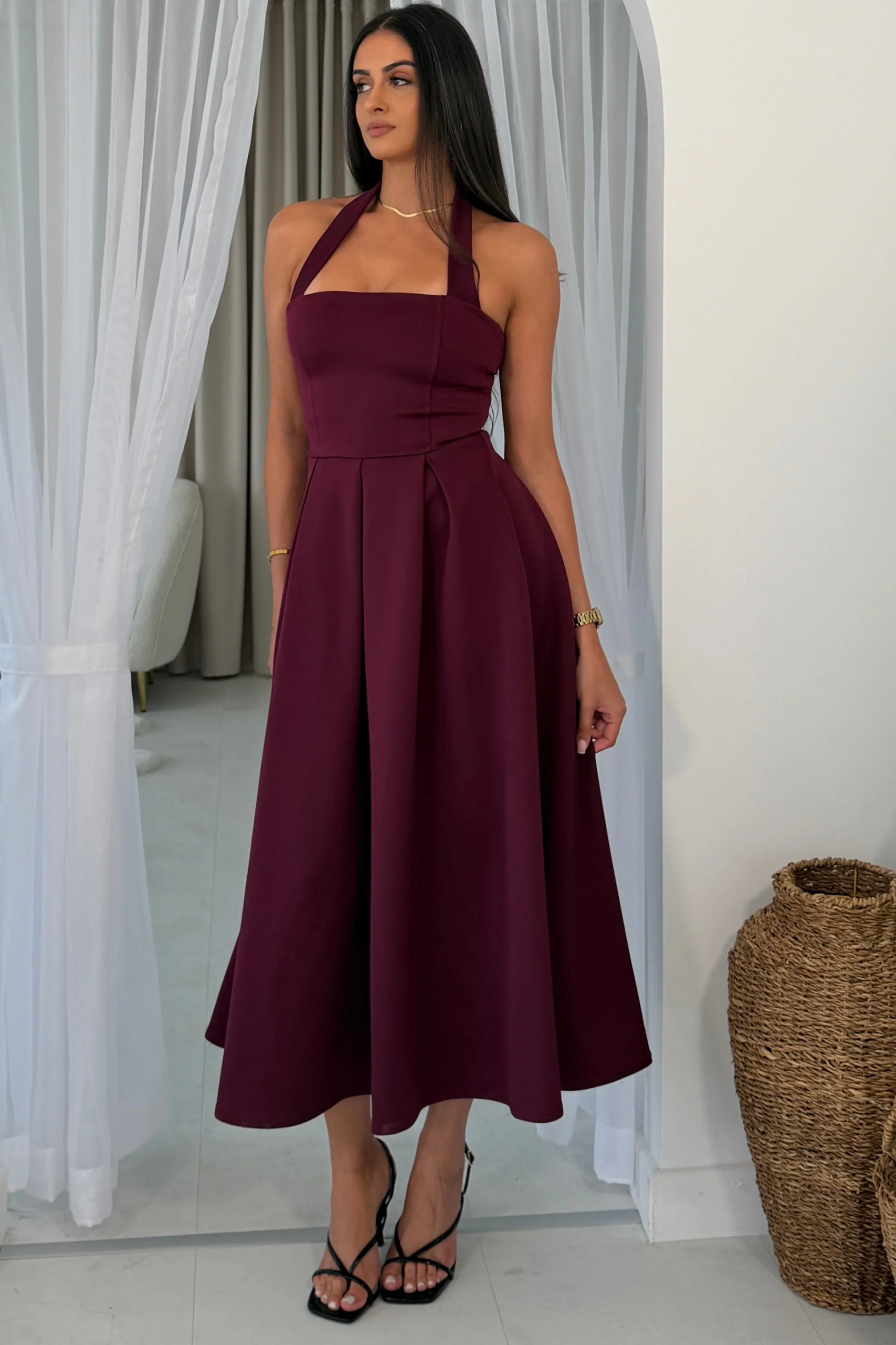 Briar Halter Dress Wine