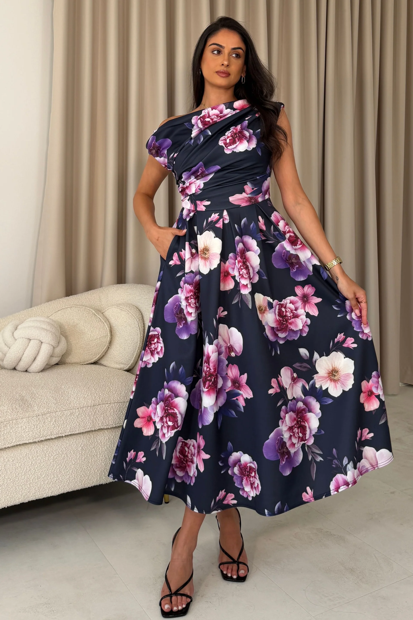 Betty Floral Dress Navy/Purple