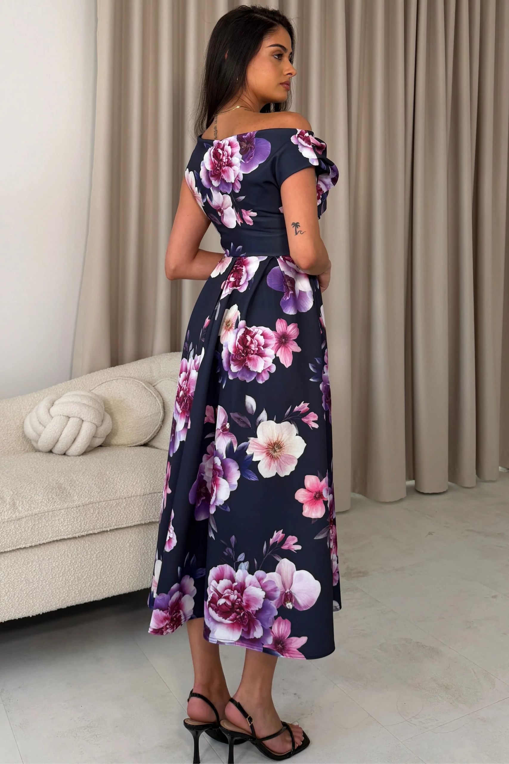 Betty Floral Dress Navy/Purple - Image 3
