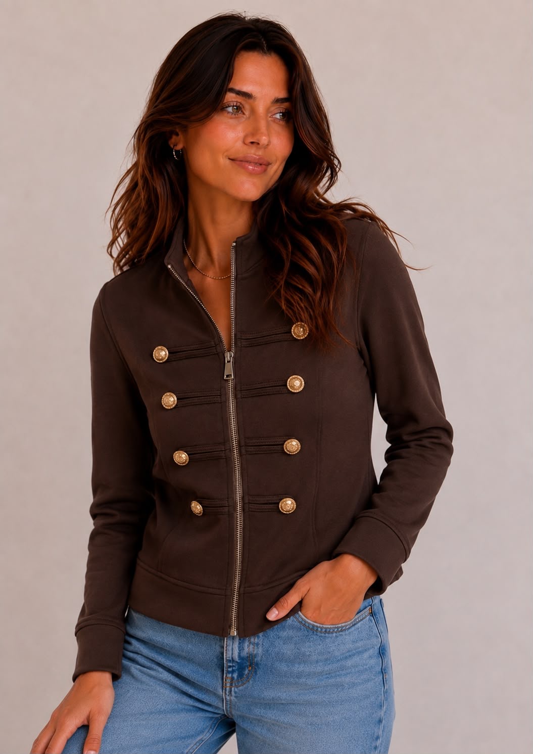 Amelie Military Jacket  Brown