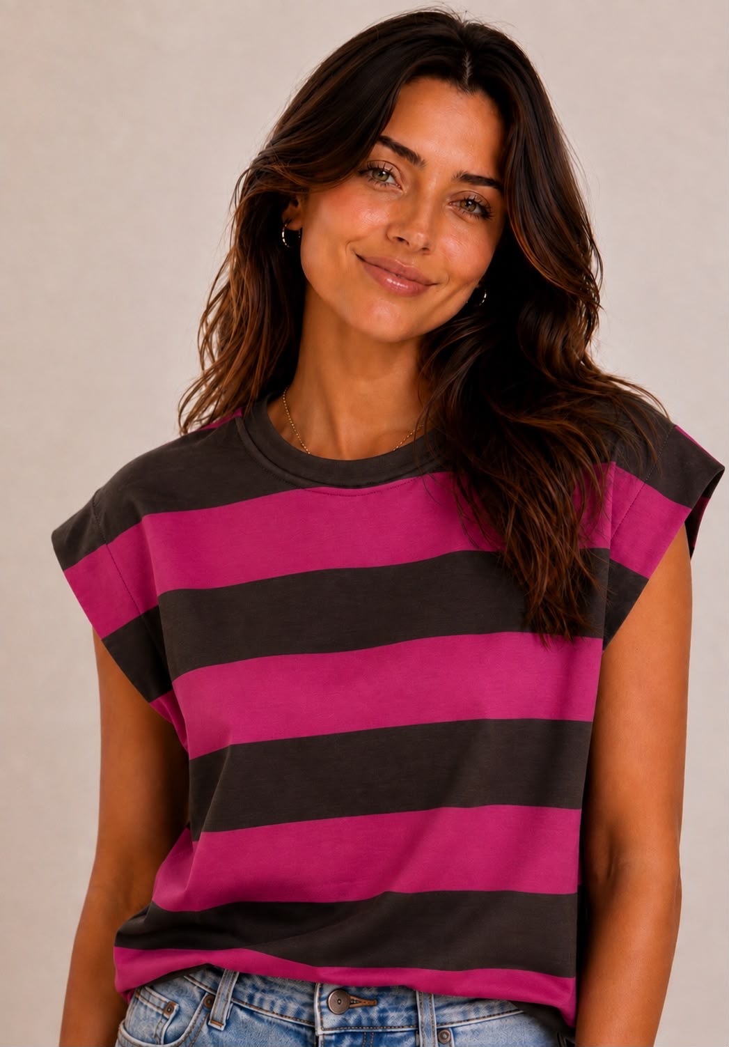 Marnie Stripe Tee Pink