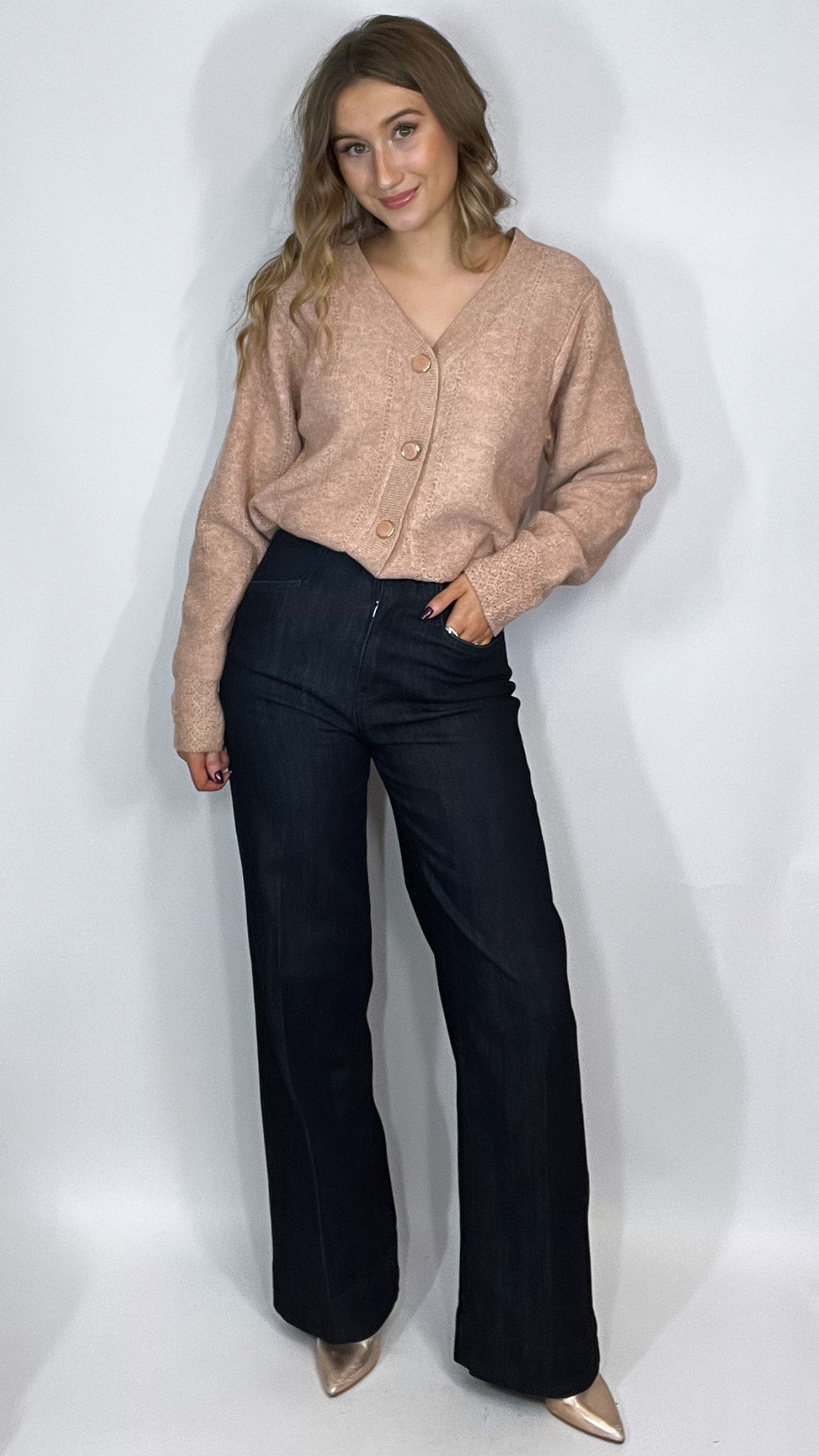 R&R Claire Cardigan Rose