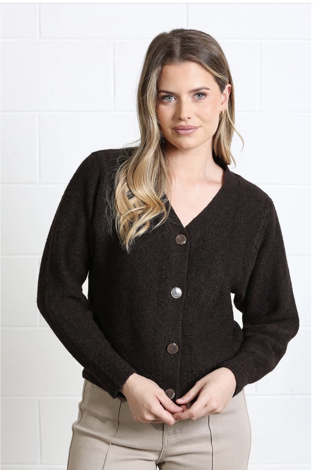 R&R Claire Cardigan Brown