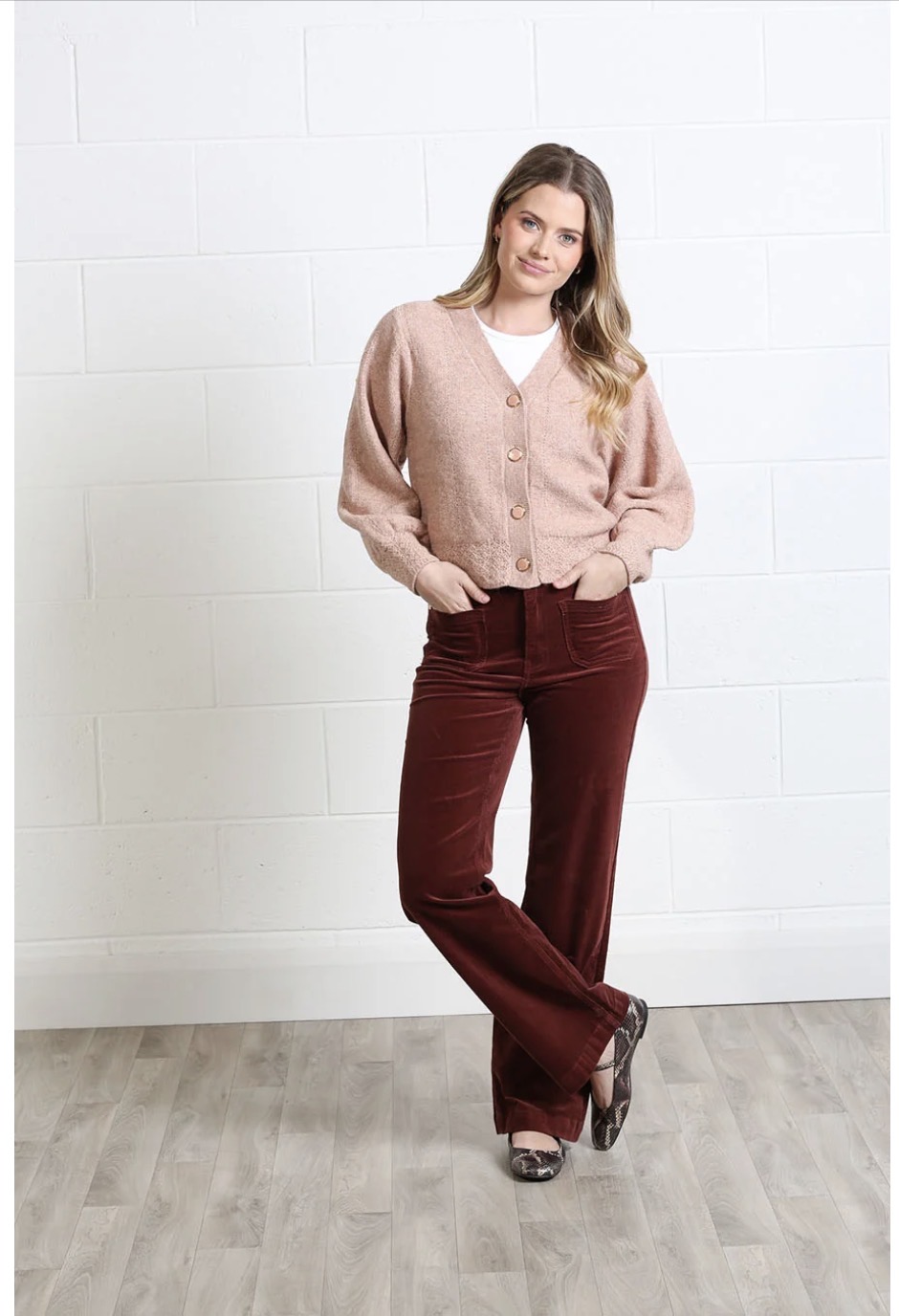 R&R Claire Cardigan Rose