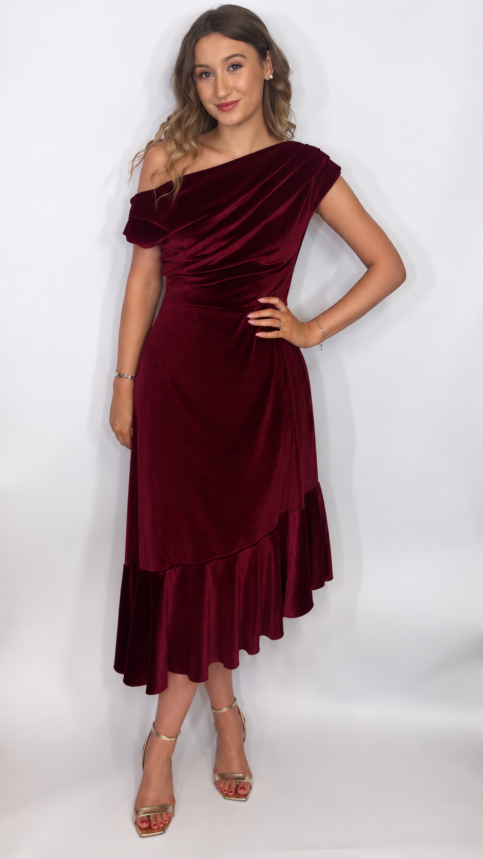 Felicity Velvet Dress Berry