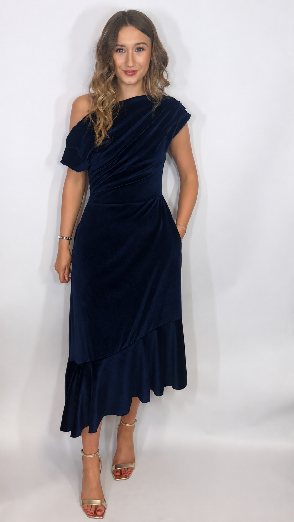 Felicity Velvet Dress Navy