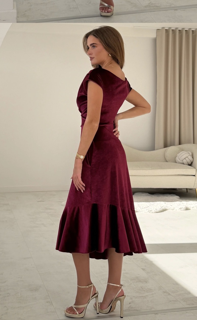 Felicity Velvet Dress Berry - Image 2