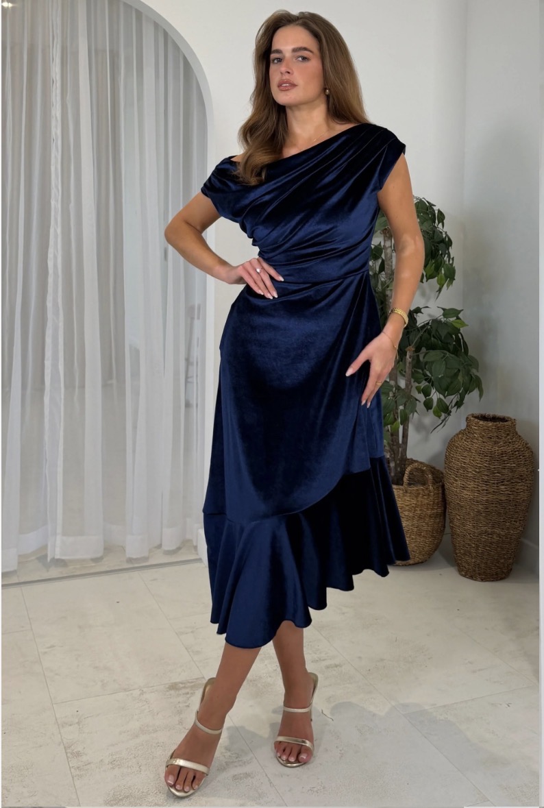 Felicity Velvet Dress Navy