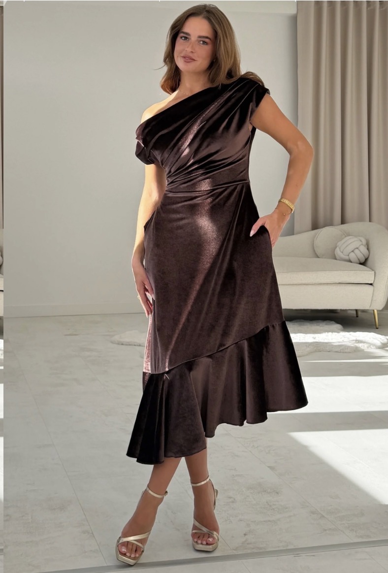 Felicity Velvet Dress Brown