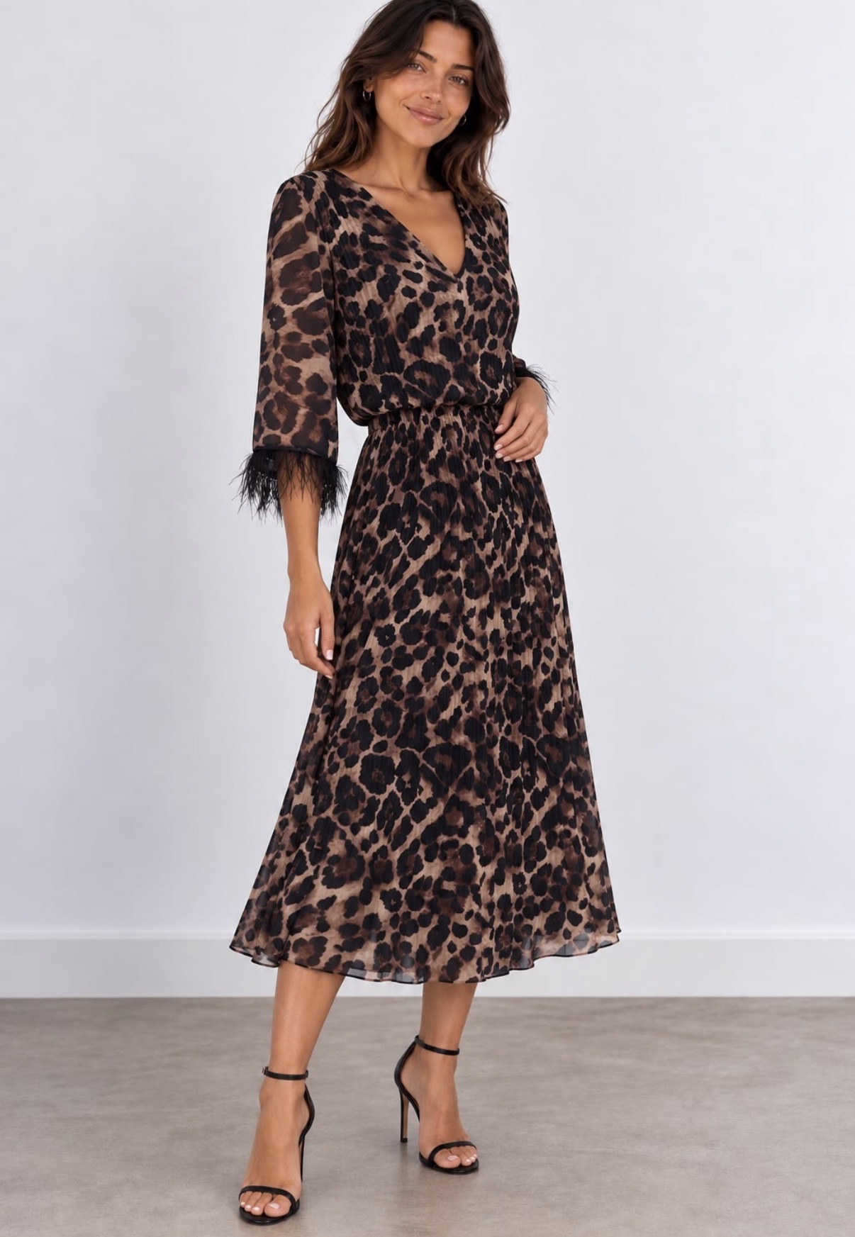 Enya Midi Dress Brown