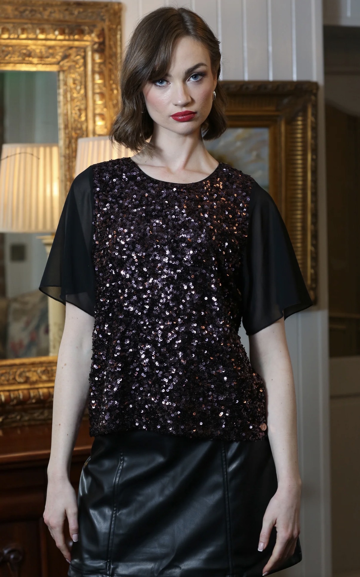 Kennedy Sequin Top Plum